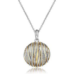 Coin Pendant Necklace for Women 18K Gold and Silver Intertwined Crossover Pendan